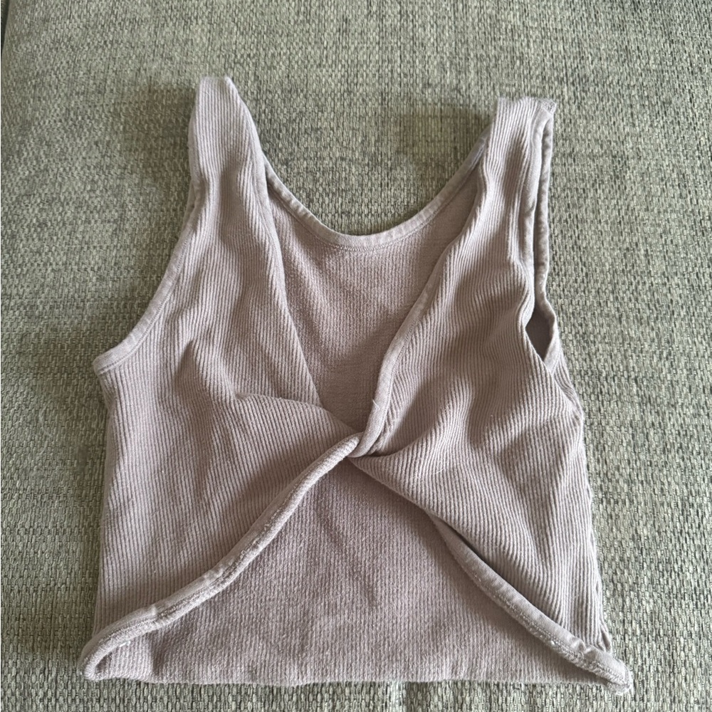 Twist Front Ribbed Tank Top - Cream